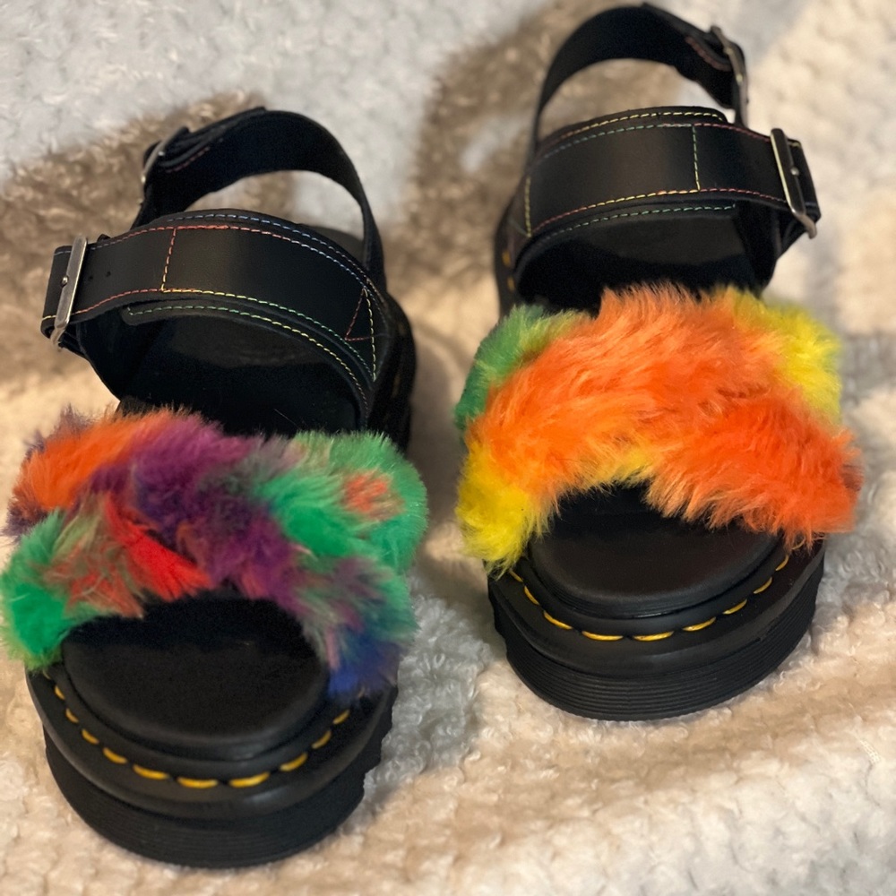 Dr. Marten Voss II Rainbow Fluffy Sandal shoe, size 6, DISCONTINUED